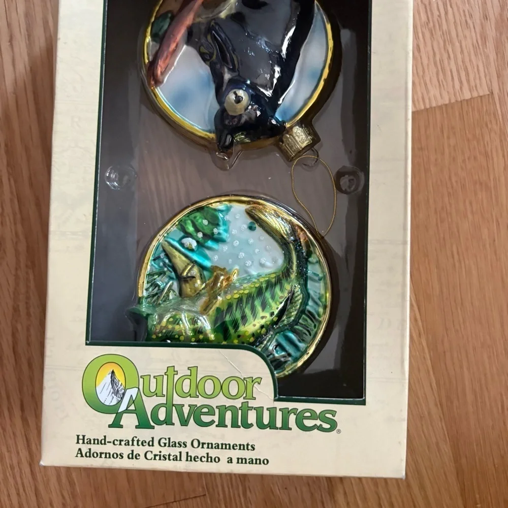 Kurt Adler Field And Stream Glass Ornaments Trout Fish And Bear Man Cave Tree